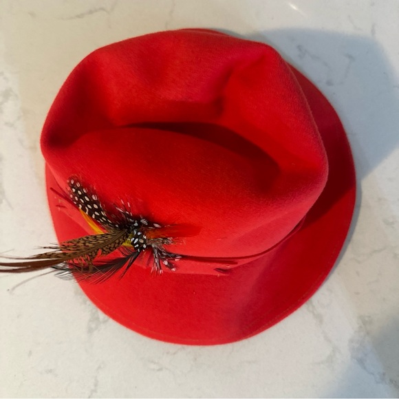 Vintage Adolfo II Geo. W Bollman 100% Wool Doeskin Felt Red Hat - Picture 3 of 8